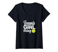 Women's Tennis It's a Girl Thing Quote V-Neck T-Shirt