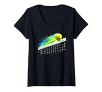 Women's Tennis Lover Player Ball and Net Design Graphic Outfit V-Neck T-Shirt