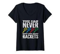 Womens Tennis Player You Can Never Have Too Many Rackets V-Neck T-Shirt