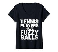 Womens Tennis Players Have Fuzzy Balls Court Sports - V-Neck T-Shirt