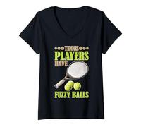 Womens Tennis Players Have Fuzzy Balls Court Sports V-Neck T-Shirt