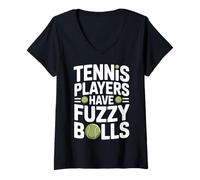 Womens Tennis Players Have Fuzzy Balls Court Sports |- V-Neck T-Shirt