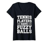 Womens Tennis Players Have Fuzzy Balls Court Sports - V-Neck T-Shirt