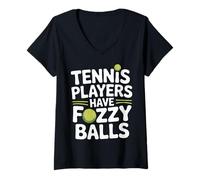 Womens Tennis Players Have Fuzzy Balls Court Sports |- V-Neck T-Shirt