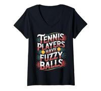Womens Tennis Players Have Fuzzy Balls Court Sports - V-Neck T-Shirt
