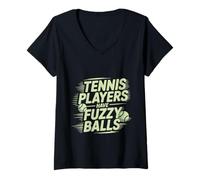Womens Tennis Players Have Fuzzy Balls Court Sports - V-Neck T-Shirt
