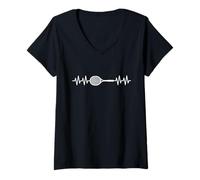 Womens Tennis Racquet Heartbeat Tennis Sport Vintage Tennis Coach V-Neck T-Shirt