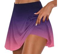 Womens Tennis Skirt with Shorts Gradient Printed Golf Skort Summer 2 in 1 Running Shorts High Waist Yoga Skort Basic Sports Dress Mini Skirt Tight Pants Athletic Workout Short Leggings