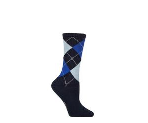 Womens Tennis Socks Burlington Courtside Cotton Ribbed Argyle Patterned - 1 Pair