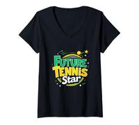 Womens Tennis Star V-Neck T-Shirt