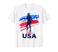 Womens Tennis Support the Team Tennis Lover USA T-Shirt