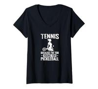 Womens Tennis Too Young for Pickleball V-Neck T-Shirt