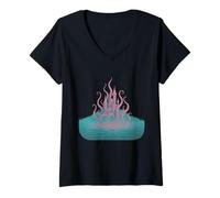 Women's Tentacle Castle Rising Sea Witch House V-Neck T-Shirt