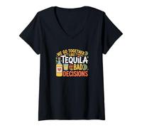 Women's Tequila and Bad Decisions Couple Friend Funny Drinking Party V-Neck T-Shirt