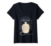Womens Tequila Bottle Worm Amigo Dia De Los Muertos Day of The Dead V-Neck T-Shirt