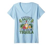 Women's Tequila Funny If You're Gonna Be Salty V-Neck T-Shirt