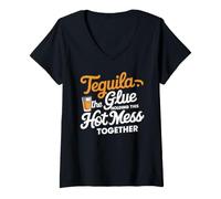 Women's Tequila Time Tequila Life Tequila Humor Tequila Quotes Squad V-Neck T-Shirt