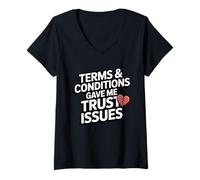 Womens Terms and Conditions Trust Issues Funny Broken Heart Design V-Neck T-Shirt