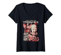 Womens Terrifier Who's Laughing Now Grunge Poster Horror Movie V-Neck T-Shirt