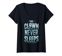 Women's Terrifying Clown Face Killer Clown Costume Horror Vibes V-Neck T-Shirt