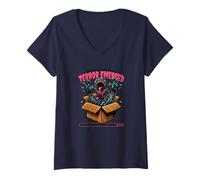 Womens Terror Emerged Monster Box - Spooky Halloween V-Neck T-Shirt
