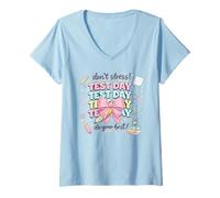 Women's Test Day Don't Stress Do Your Best Testing Day Coquette Bow V-Neck T-Shirt