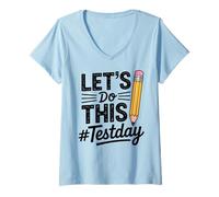 Women's Test Day Lets Do This Pencil State Testing Teacher V-Neck T-Shirt