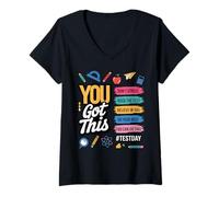 Women's Test Teachers Student Educator Teaching School Test Day V-Neck T-Shirt