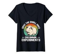 Womens Testing Free SAVE THE SMALL ONES END EXPERIMENTS Animal V-Neck T-Shirt