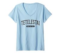 Womens Tetelestai Paid In Full Varsity Arched Black Letters V-Neck T-Shirt
