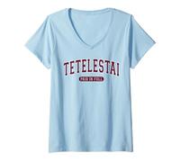 Womens Tetelestai Paid In Full Varsity Arched Burgundy Letters V-Neck T-Shirt
