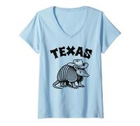 Womens Texas Armadillo Cowboy | Funny Wild West Animal Illustration V-Neck T-Shirt