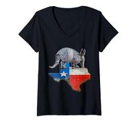 Womens Texas Armadillo Cute Funny Texan Style Star Red White Blue V-Neck T-Shirt