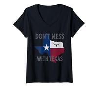 Womens Texas Don't Mess With Vintage Texas Longhorn Lone Star State V-Neck T-Shirt