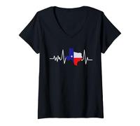 Women's Texas Heartbeat Flag V-Neck T-Shirt