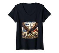 Women's Texas Lone Star Eagle State Pride Art V-Neck T-Shirt