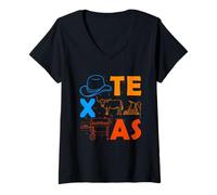 Womens Texas Lover Men BBQ Texas Souvenir Cowboy Texas V-Neck T-Shirt