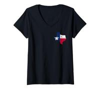 Women's Texas State Flag Map Vintage Distressed V-Neck T-Shirt