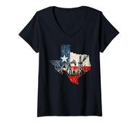 Women's Texas State Map Flag Patriotic Oil Rig Worker V-Neck T-Shirt