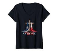 Womens Texas Strong Cross Christian Patriotic Religion V-Neck T-Shirt