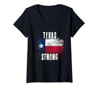 Women's Texas Strong Distressed Flag - Texan Pride V-Neck T-Shirt