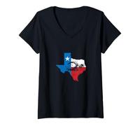 Womens Texas Swimmer Flag V-Neck T-Shirt