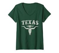 Women's Texas The Lone Star State Distressed V-Neck T-Shirt, Dark Green, X-Large