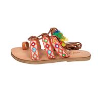 Women's Textile Sandals - female - Coral Blue - Flat Sandals - Multicolor - 5 UK - Shoes 5 UK
