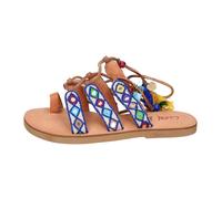 Women's Textile Sandals - female - Coral Blue - Flat Sandals - Multicolor - 8 UK - Shoes 8 UK