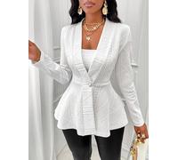 Women's Textured Blazer Single-Button Long Sleeve Tailored Jacket with Cable Knit Pattern for Formal Casual Chic