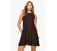 Womens Textured Burnout Swing Mini Dress - Brown - 8, Brown
