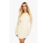 Womens Textured Flare Sleeve Mini Dress - White - 10, White