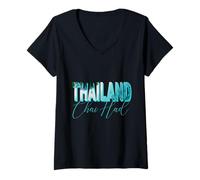 Women's Thailand Beaches Retro Sunset Tropical V-Neck T-Shirt