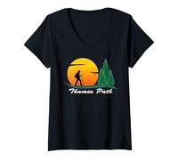 Women's Thames Path Hiking Path, Trails, Ways and Rivers V-Neck T-Shirt